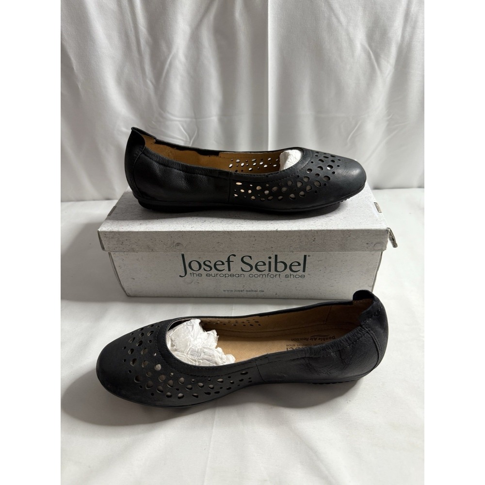 Josef Seibel Pippa 29 Ballet Flats Black Nesty Oil EU 36 US 5–5.5 NEW Box